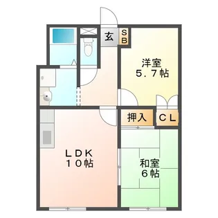 ハイツ椋本【1階】の間取り