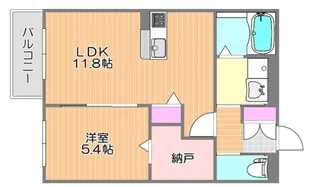 岡山県岡山市北区中仙道1【アパート】の間取り
