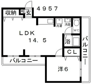 センターフィールド【3階】の間取り