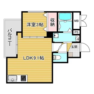 1LDKの間取り画像