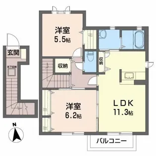 2LDKの間取り画像