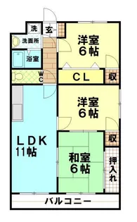 ハピネス富の原【4階】の間取り