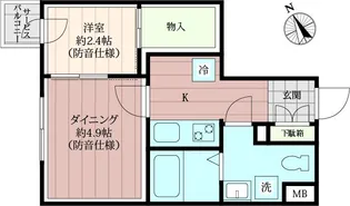 「防音マンション」クリオ ラモード新江古田サウンドテラス【1階】の間取り