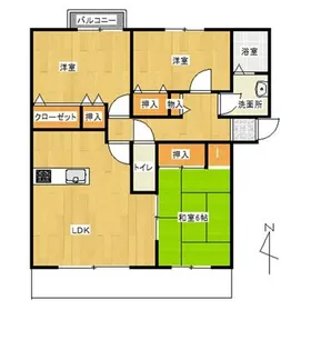 グリーンヒルズ朝暉1番館【2階】の間取り