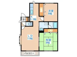 ガーデンヒル宮の沢B棟【2階】の間取り