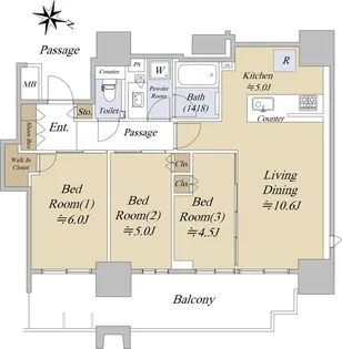 シティタワーズ板橋大山ノースタワー【15階】の間取り