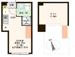 ハーモニーテラスソレイユ北千住【2階】の間取り