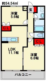 ヒルズ宮ノ下 B棟【2階】の間取り