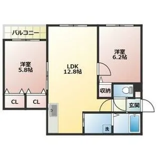ハピネス八軒【2階】の間取り