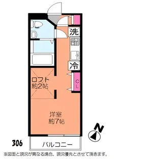 アコール5 ロフト付き オートロック、南東向き【3階】の間取り