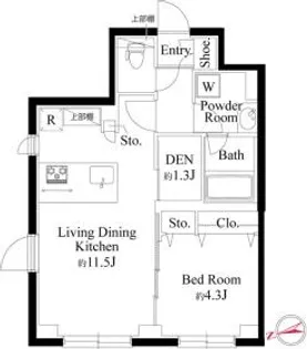 東京都世田谷区代沢2【マンション】の間取り