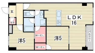 2LDKの間取り画像