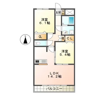 ルネスティンカーベル【2階】の間取り