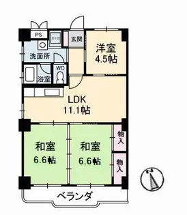 真締川ハイツ【3階】の間取り