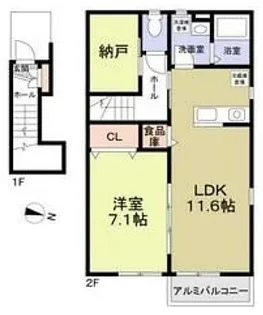 東京都練馬区上石神井1【アパート】の間取り