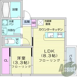 シャイニングパレス宮城野原【2階】の間取り