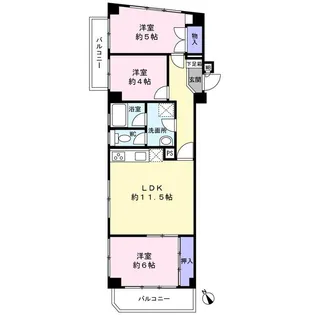 市川真間マンション【6階】の間取り