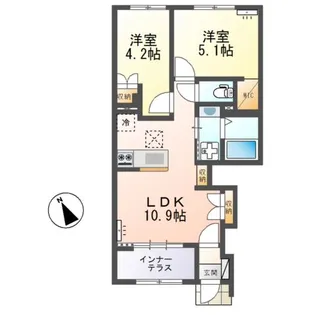 仮)ひたちなか市足崎字原 新築アパートII期【1階】の間取り