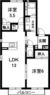 レジデンス 翼B【1階】の間取り