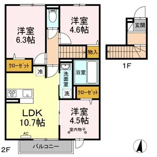 D Grande春日 A棟【2階】の間取り