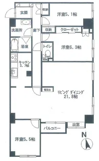 東急ドエルデュオプラザ川口弐番館【13階】の間取り