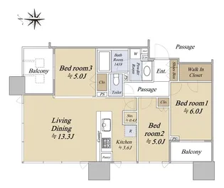 シティタワー武蔵小杉【27階】の間取り