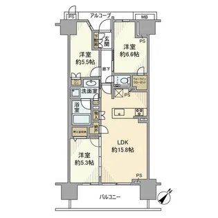 プラウドシティ越中島アクアテラス棟【13階】の間取り