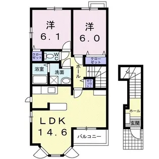 ラ・パルヴォI【2階】の間取り