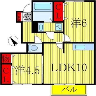 センターフィールド B【1階】の間取り