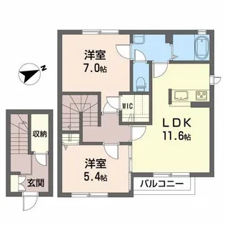 シャーメゾン安達ヶ原B棟【2階】の間取り