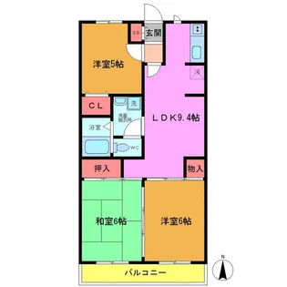 フレアウイング林【1階】の間取り