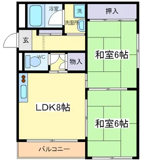 大阪府大阪市住吉区千躰2【マンション】の間取り