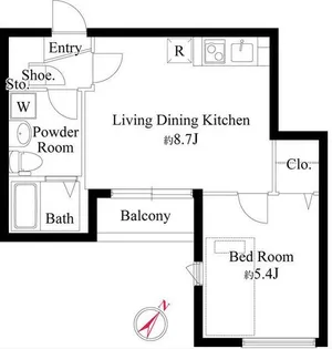 オークプレイス三軒茶屋【4階】の間取り