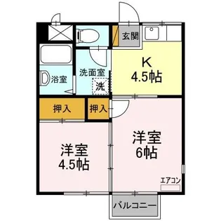 コスモシティ岡野 B【2階】の間取り