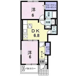 プラッツ渡里B【1階】の間取り