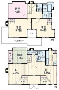 神奈川県横浜市青葉区荏田西5【一戸建】の間取り