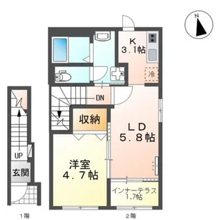 ジニアス瀬戸【2階】の間取り