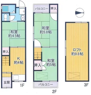 大阪府門真市三ツ島6【一戸建】の間取り