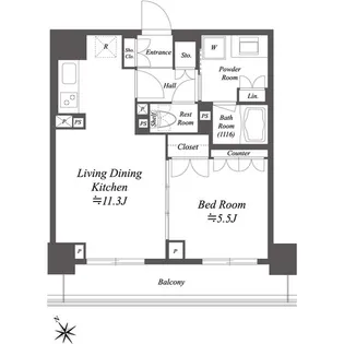 レジデンシャル目黒【5階】の間取り