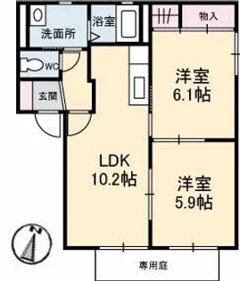 バリュージュローズ B棟【1階】の間取り