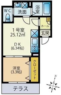 1DKの間取り画像