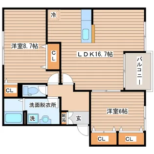リバーサイドシャトーA【2階】の間取り