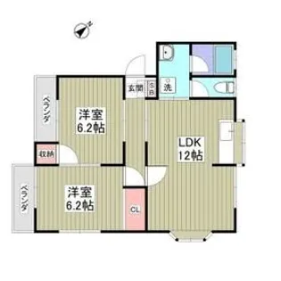 ホミリハイツB【1階】の間取り