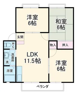 グリーンサイドハイツD【2階】の間取り