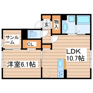 クレア中倉【1階】の間取り
