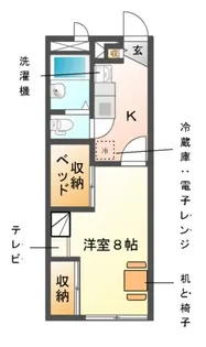 レオパレスカサガミ【1階】の間取り