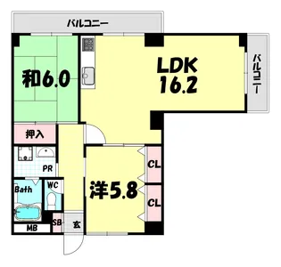 グランドメゾン中山手【3階】の間取り