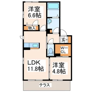 シャーメゾン・ヴィブレ2番館【1階】の間取り