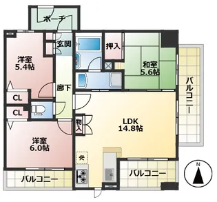 サンクレイドル西新井【3階】の間取り