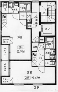 カルロ四谷【3階】の間取り